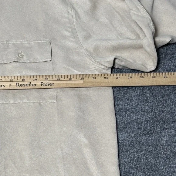 Knightsbridge Men's Satin Button Up Shirt XL Champagne Two Pocket Long Sleeve - Picture 6 of 15